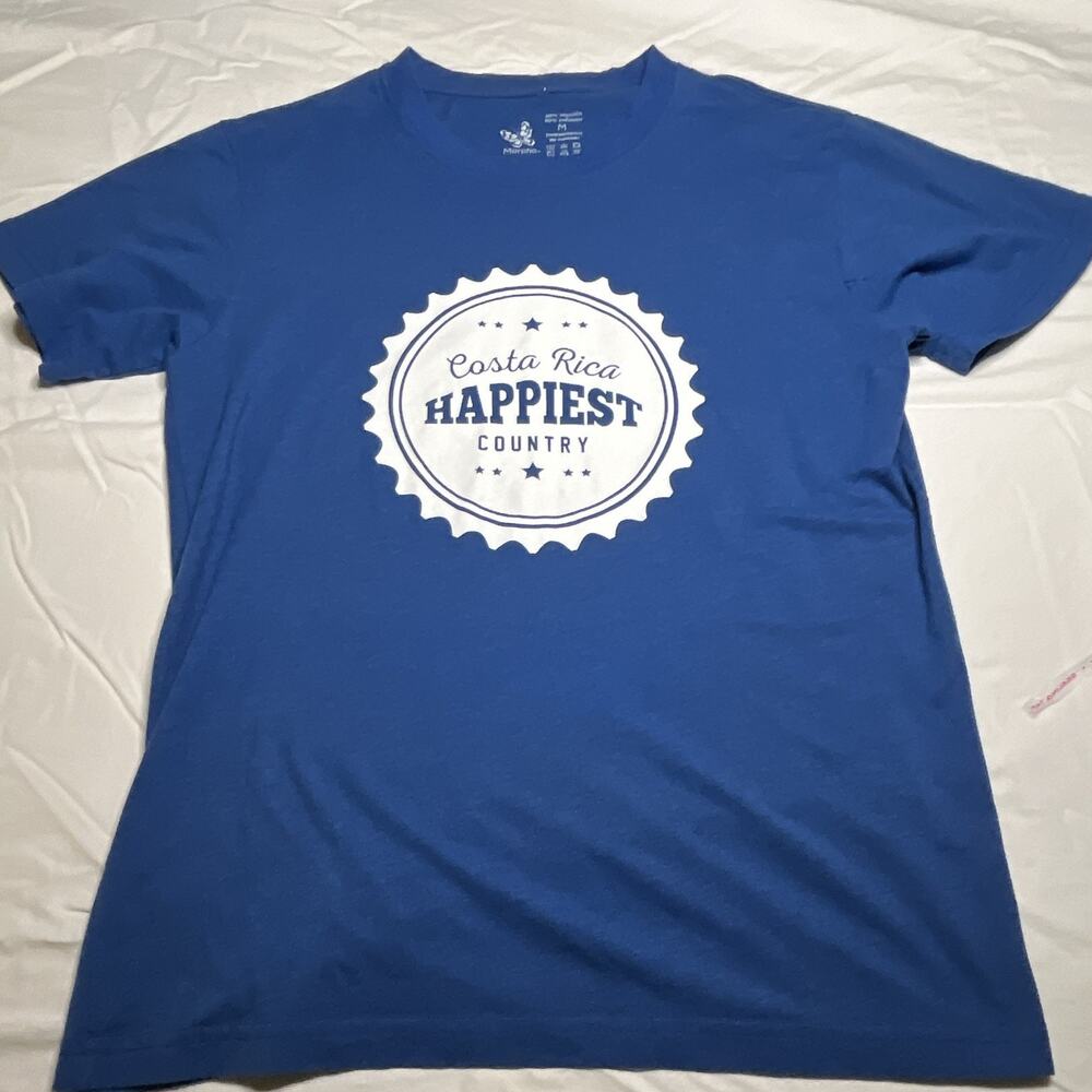 Morphe Blue Costa Rica "Happiest Country" Graphic Tee Crew Neck Short Sleeve